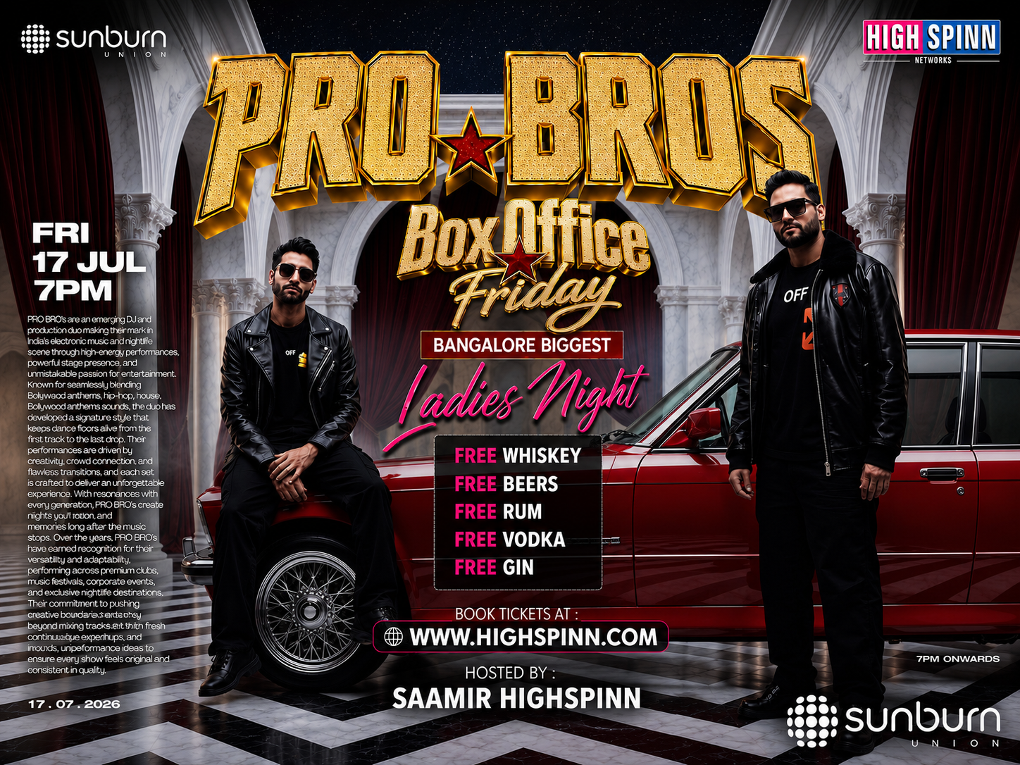 FRIDAY BIGGEST LADIES NIGHT WID PROGRESSIVE BROTHERS AT SUNBURN UNION 