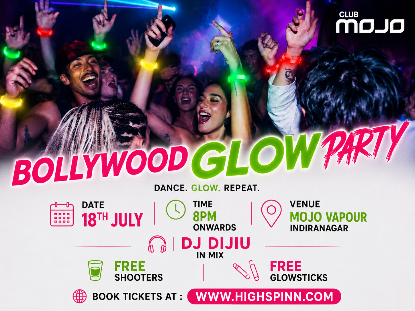 SATURDAY BOLLYWOOD GLOW PARTY AT MOJO VAPOUR 